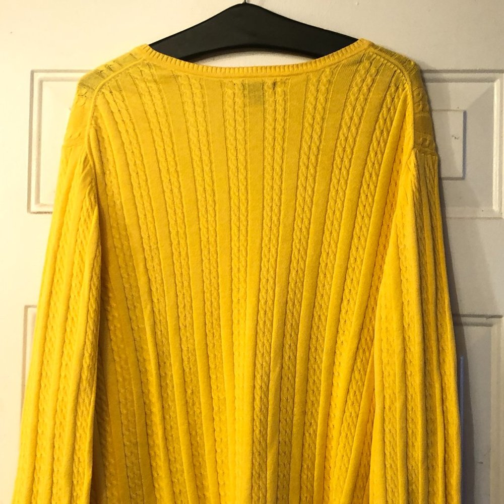 Tommy Hilfiger Sz 3X Women's Sweater Long Sleeve V-Neck Yellow Cable Cotton - Picture 6 of 8